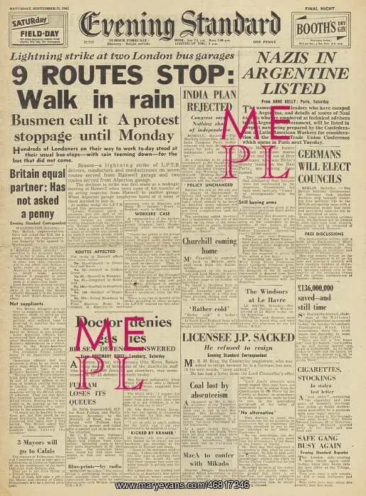 : Evening Standard front page Bus strikes in London : Evening Standard front page Bus strikes in London