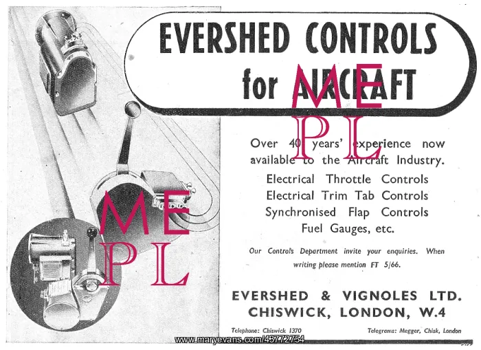 : Evershed & Vignoles Aircraft Controls : Evershed & Vignoles Aircraft Controls