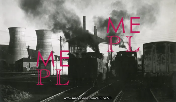 : Evocative Railway scene with Cooling Towers : Evocative Railway scene with Cooling Towers