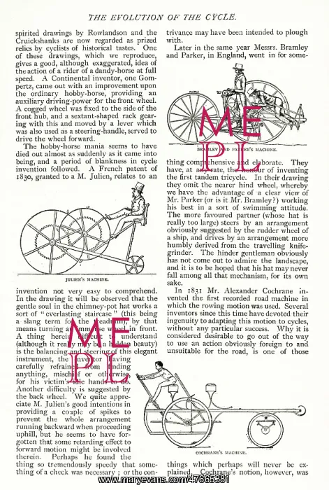 : The Evolution of the Cycle -- three cycling machines : The Evolution of the Cycle -- three cycling machines