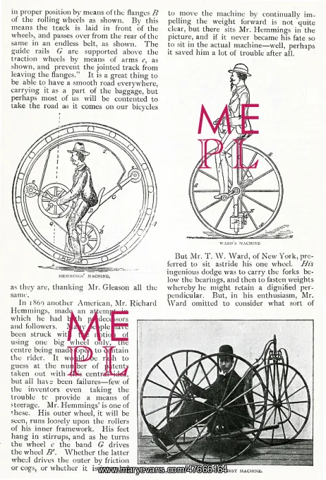: The Evolution of the Cycle -- three cycling machines : The Evolution of the Cycle -- three cycling machines