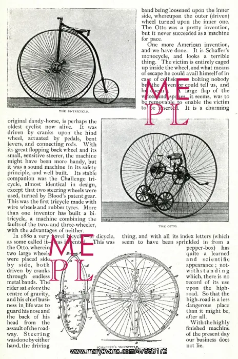 : The Evolution of the Cycle -- three cycling machines : The Evolution of the Cycle -- three cycling machines