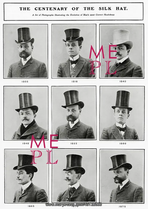 : Evolution of Men's Silk Top Hats 1805 -1875 : Evolution of Men's Silk Top Hats 1805 -1875