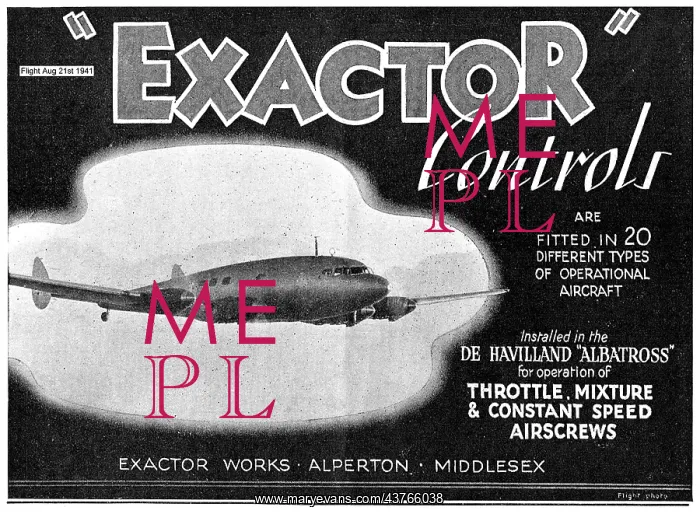 : Exactor Controls. D.H. Albatross : Exactor Controls. D.H. Albatross