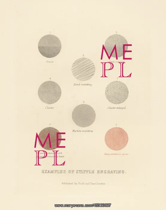 : Example of types of stipple engraving : Example of types of stipple engraving