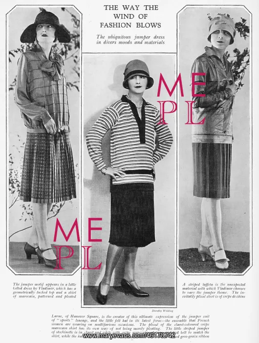 : Three examples of the modern jumper dress or suit, 1926 : Three examples of the modern jumper dress or suit, 1926