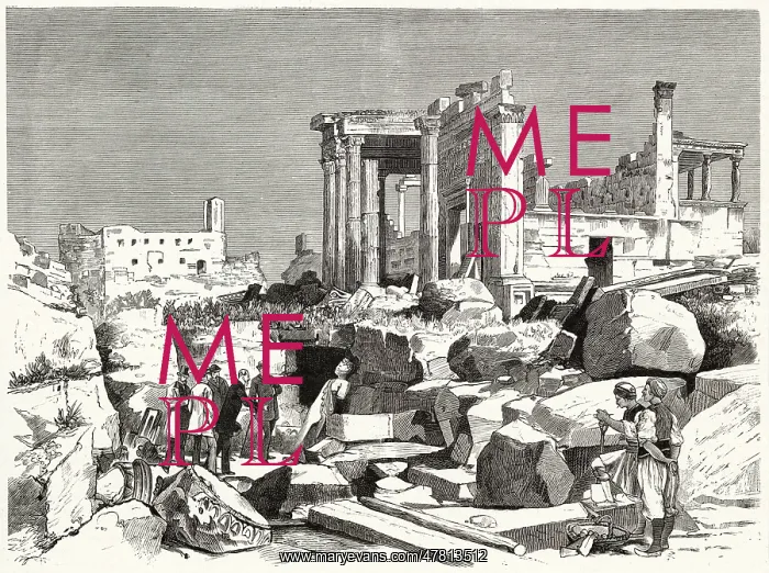 : Excavations on the Acropolis viewed by George I of Greece : Excavations on the Acropolis viewed by George I of Greece