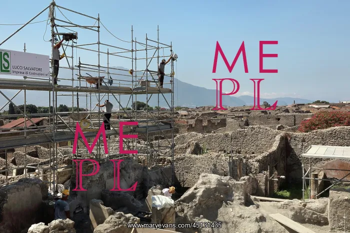 : Excavations, House of the Dolphins, Pompeii, Campania, Italy : Excavations, House of the Dolphins, Pompeii, Campania, Italy