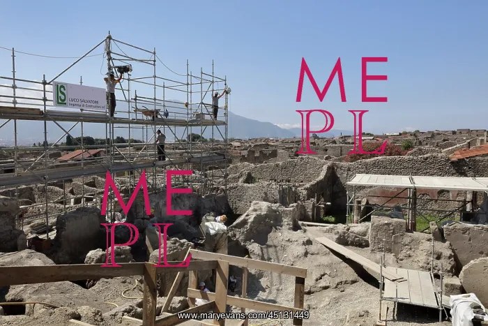 : Excavations, House of the Dolphins, Pompeii, Campania, Italy : Excavations, House of the Dolphins, Pompeii, Campania, Italy