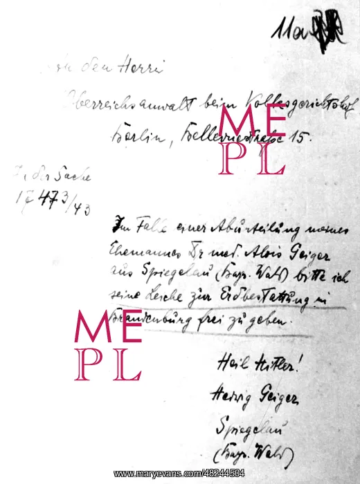 : The execution of Dr. Alois Geiger, 1943 : The execution of Dr. Alois Geiger, 1943