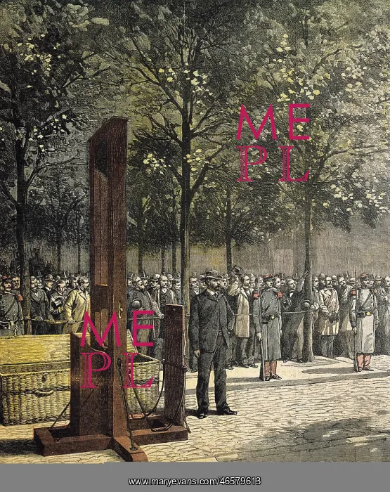 : Execution by guillotine, before the prison of la : Execution by guillotine, before the prison of la