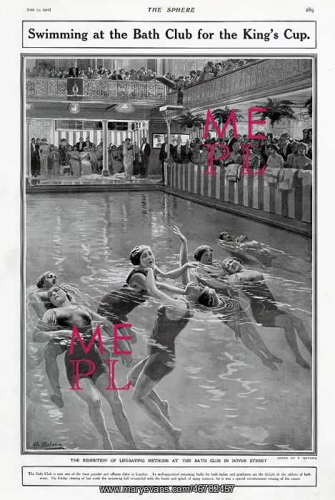 : Exhibition of life-saving at Bath Club, Dover Street Baths : Exhibition of life-saving at Bath Club, Dover Street Baths