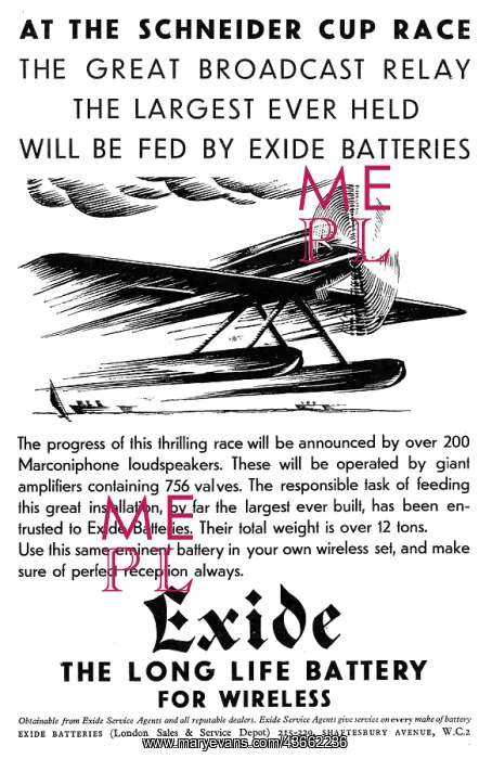 : Exide Aircraft Batteries 1929 : Exide Aircraft Batteries 1929