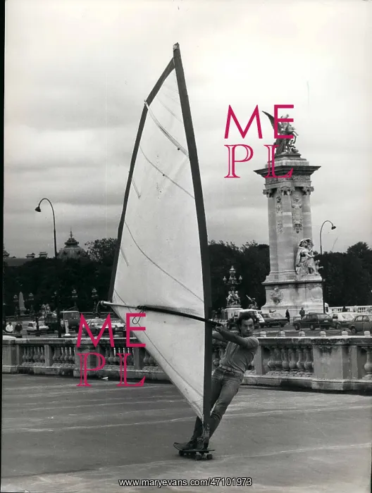 : Exotic. May 05, 1984 - A Windsurf on a Skateboard at the Esplanade Des Invalides in Paris : Exotic. May 05, 1984 - A Windsurf on a Skateboard at the Esplanade Des Invalides in Paris