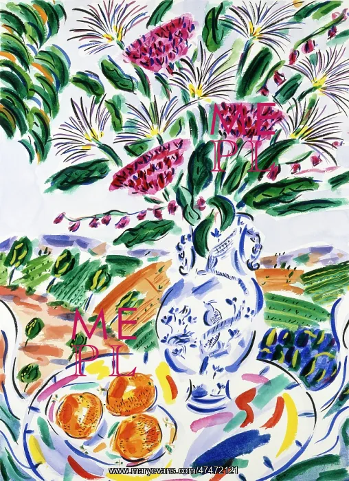 : Exotic Flowers in Blue and White Vase : Exotic Flowers in Blue and White Vase