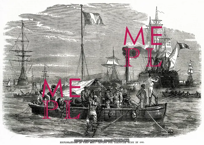 : Exploration in Vigo Bay, diving for treasure sunk 1870 : Exploration in Vigo Bay, diving for treasure sunk 1870