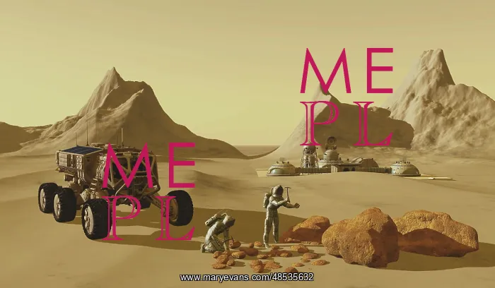 : Two explorers collect rock samples to take back to their ? : Two explorers collect rock samples to take back to their ?