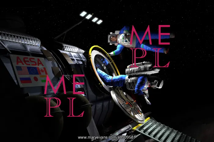 : Explorers in space suits exit an Asteroid Lander : Explorers in space suits exit an Asteroid Lander