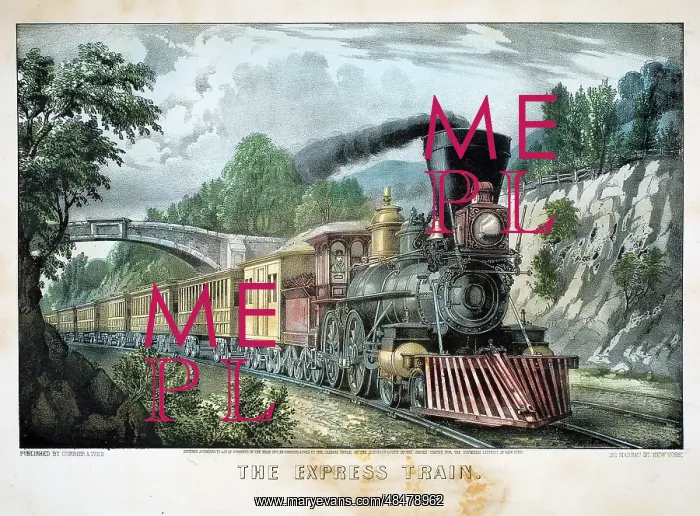 : The Express Train. Locomotive with cowcatcher : The Express Train. Locomotive with cowcatcher