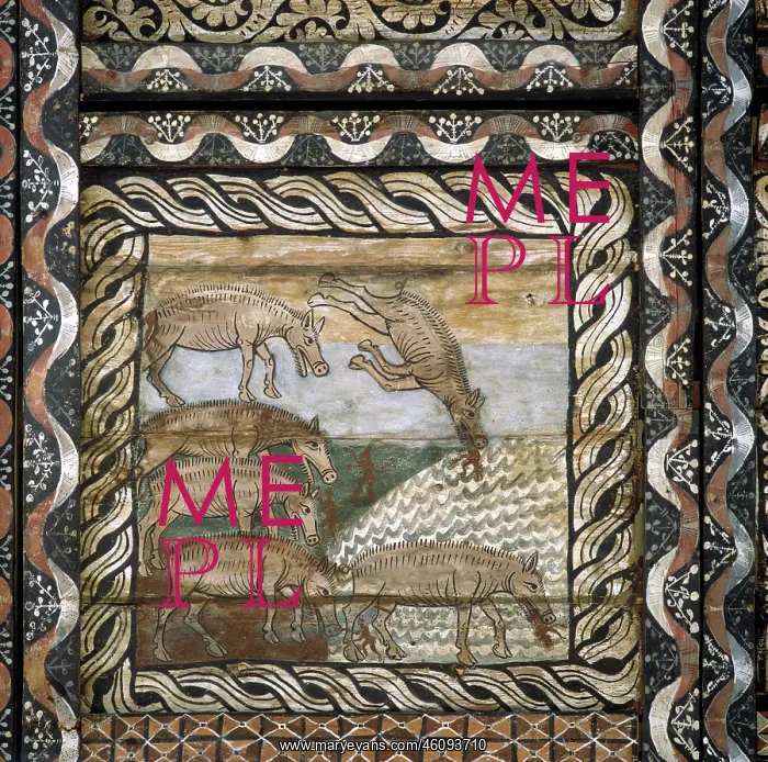 : Expulsion of the devil at Gerasa, painted coffered ceiling : Expulsion of the devil at Gerasa, painted coffered ceiling