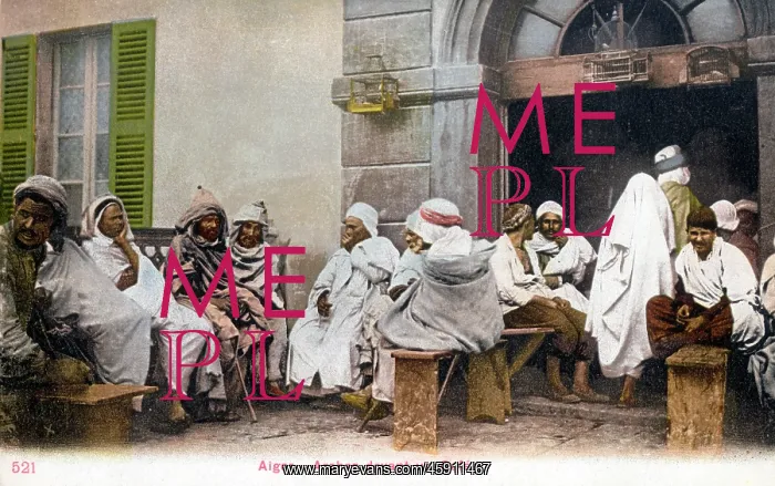 : Exterior of an Arab Cafe - Algiers, Algeria, North Africa : Exterior of an Arab Cafe - Algiers, Algeria, North Africa