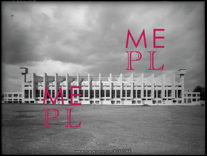 : Exterior view showing the side elevation of the Empire Pool : Exterior view showing the side elevation of the Empire Pool