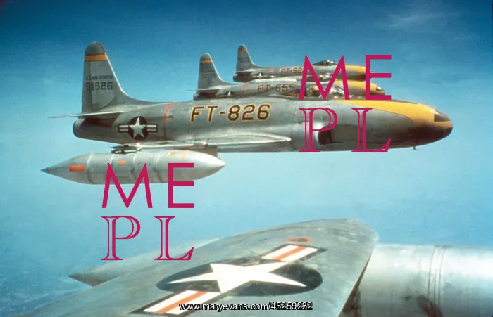 : F-80C jet fighters fly in formation ca. 1950 : F-80C jet fighters fly in formation ca. 1950