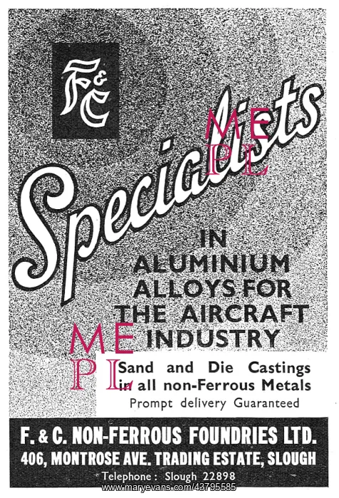  : F.& C. Non-Ferrous Foundries. Slough. Sand & Die Castings