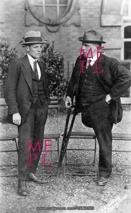 : F Gadsby, one-legged swimmer, and his son : F Gadsby, one-legged swimmer, and his son
