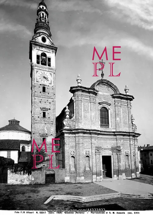 : Italy. The facade and the bell tower of the Parish Church of S.M : Italy. The facade and the bell tower of the Parish Church of S.M