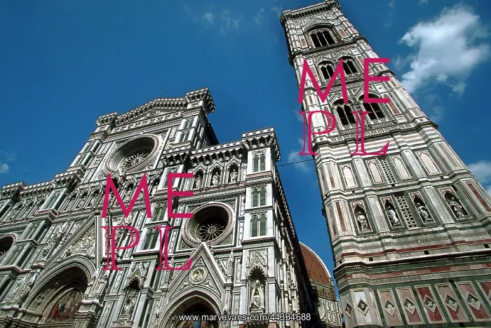 : Facade of the Cathedral and Giotto's Bell Tower, Florence : Facade of the Cathedral and Giotto's Bell Tower, Florence