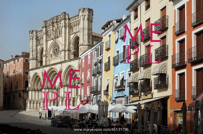 : Facade of Cuenca Cathedral and Plaza Mayor, Cuenca, Spain : Facade of Cuenca Cathedral and Plaza Mayor, Cuenca, Spain