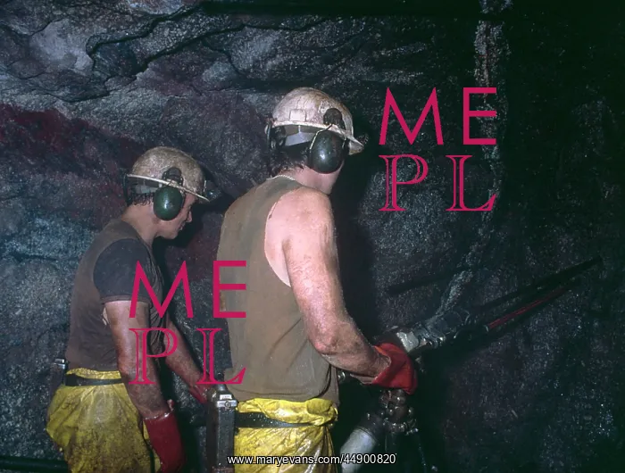 : Face workers in a tin mine, Cornwall : Face workers in a tin mine, Cornwall