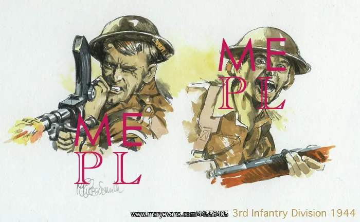 : Faces of two British soldiers on D-Day : Faces of two British soldiers on D-Day