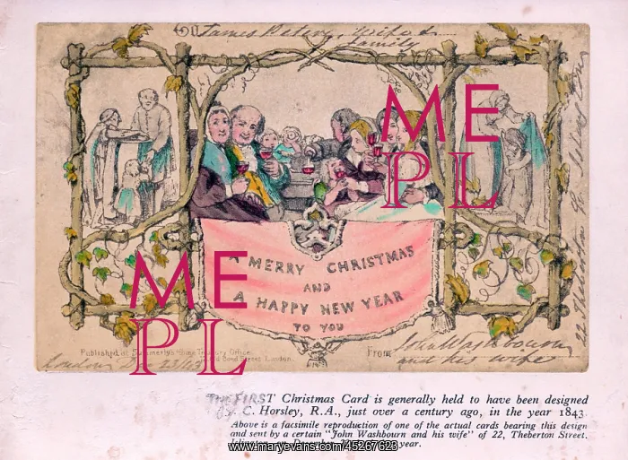 : Facsimile of early Victorian Christmas card : Facsimile of early Victorian Christmas card