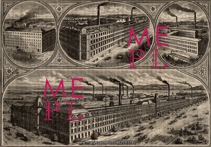 : Factories of the Singer Sewing Machine Company. circa 1880 : Factories of the Singer Sewing Machine Company. circa 1880