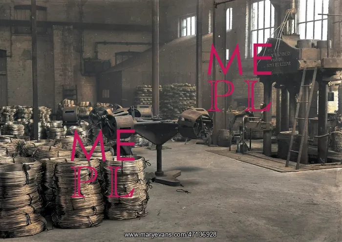 : Factory with coiled wire - WW1 : Factory with coiled wire - WW1