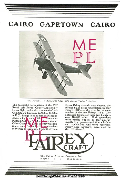 : Fairey IIIF Cairo-Capetown-Cairo Flight : Fairey IIIF Cairo-Capetown-Cairo Flight