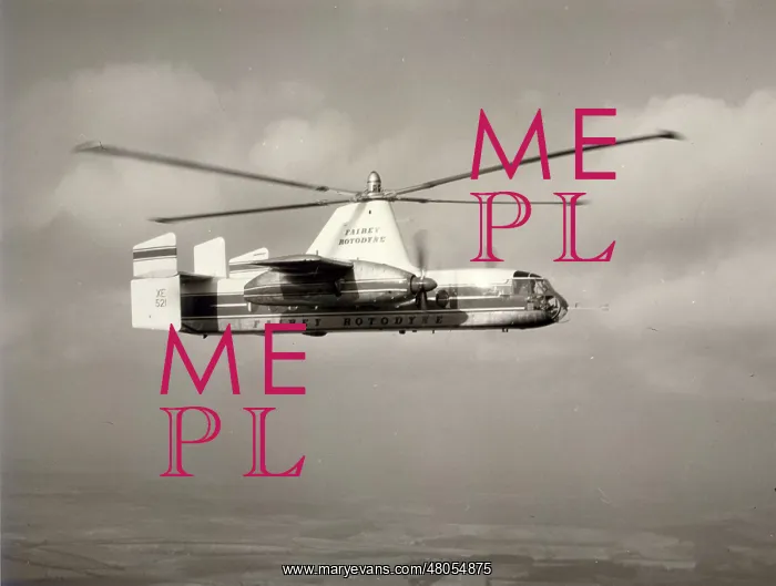 : Fairey Rotodyne XE521 side view in flight : Fairey Rotodyne XE521 side view in flight