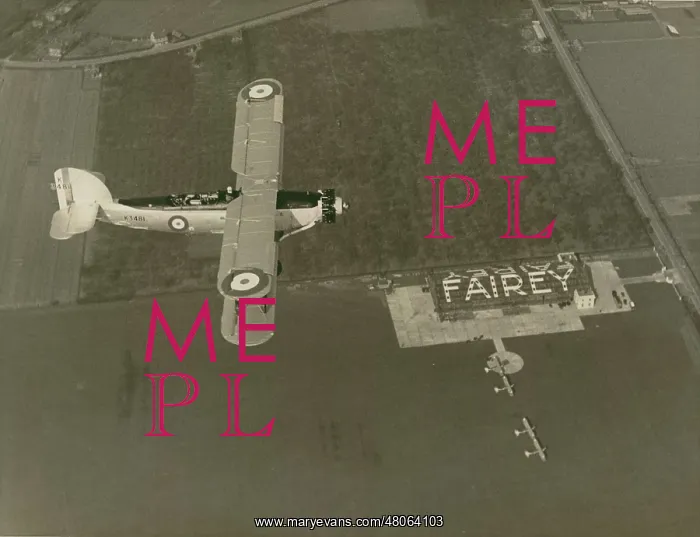 : Fairey Seal K3481 overflies the flight hangar : Fairey Seal K3481 overflies the flight hangar