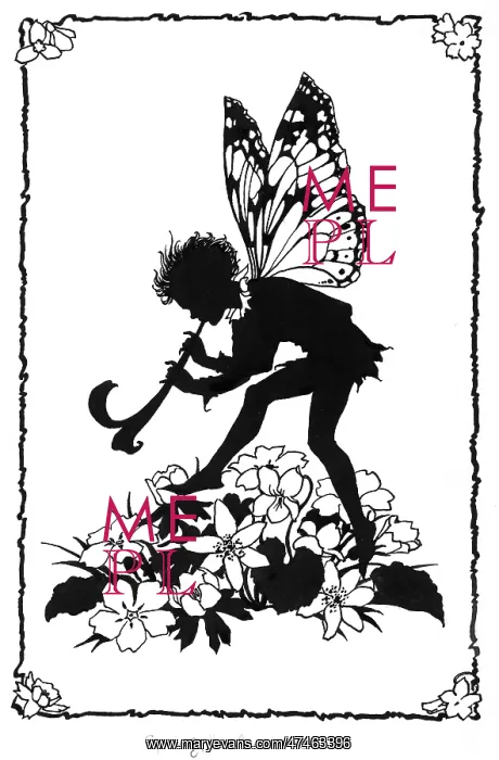 : Fairie with trumpet - silhouette : Fairie with trumpet - silhouette