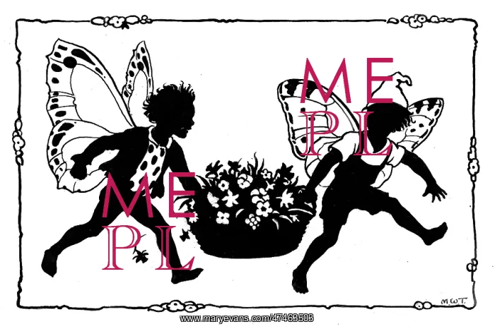 : Two fairies with basket of flowers : Two fairies with basket of flowers