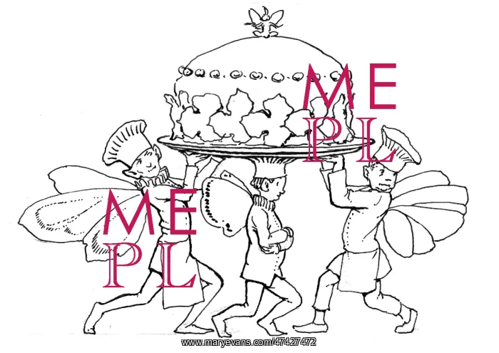 : Three fairies carrying a cake : Three fairies carrying a cake