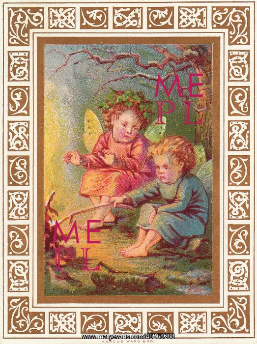 : Two fairies on a Christmas card : Two fairies on a Christmas card
