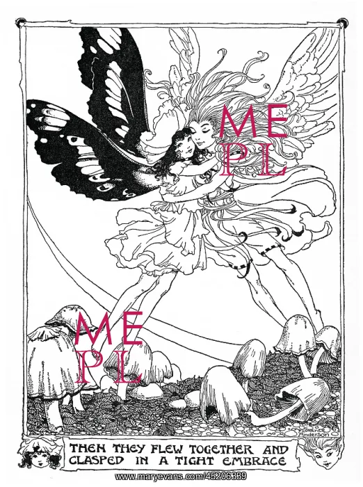 : Two fairies clasping each other : Two fairies clasping each other
