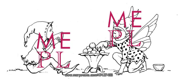 : Two fairies eating and drinking : Two fairies eating and drinking