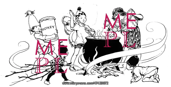 : Fairies and elves making strawberry jam : Fairies and elves making strawberry jam
