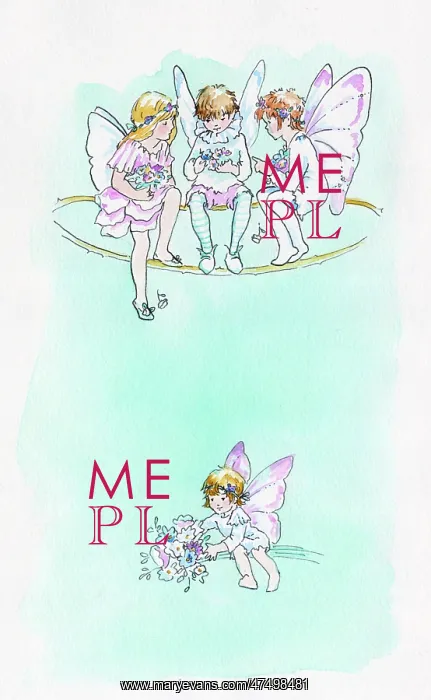 : Three fairies holding flowers : Three fairies holding flowers