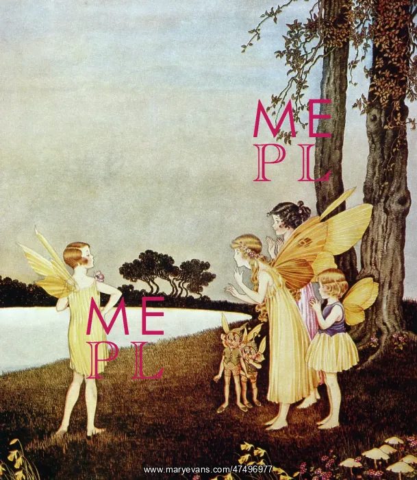 : Three Fairies looking at a stylish fairy : Three Fairies looking at a stylish fairy