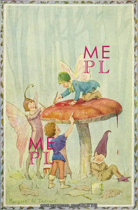 : Fairies painting toadstool : Fairies painting toadstool